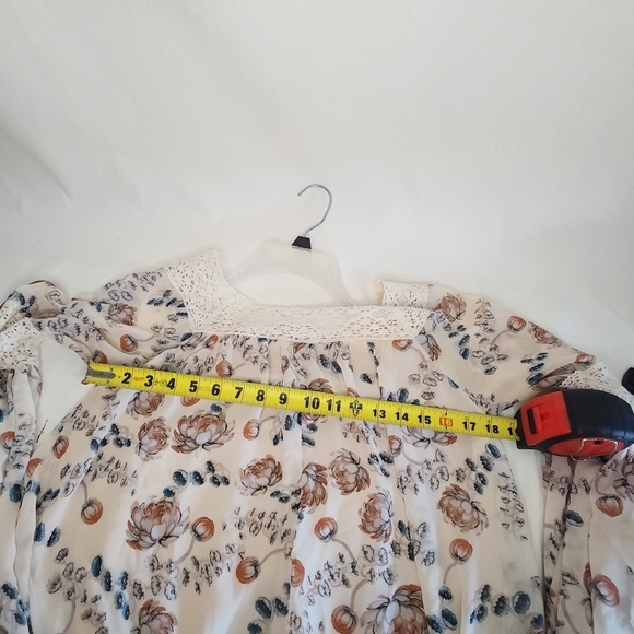 Entro Womens Blouse with Bishop Sleeves and Knitted Detail Size M Peasant Hippie - Picture 8 of 8